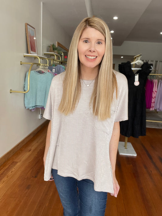 Moments That Make You Short Sleeve Ribbed Top (Latte)