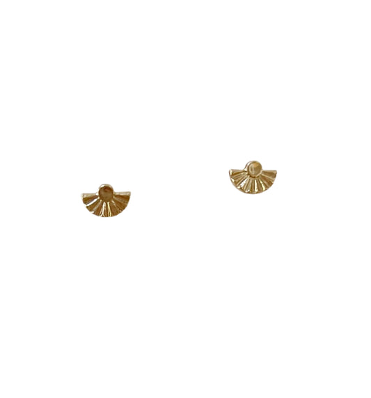 Elegant Fan Studs with Crystal and Faux Pearl Accents