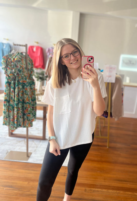The Weekender Short Sleeve Top (White)