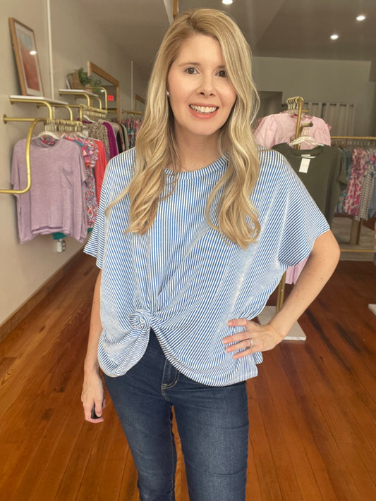 Moments That Make You Blue Short Sleeve Ribbed Top
