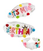 White Happy Birthday Sequin Headband
