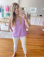 Make Light Of It Lavender Gauze Tank Top 100 Percent Cotton Double Gauze Raw Edge V Neck Design