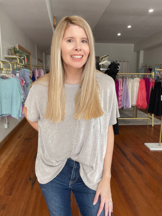 Moments That Make You Short Sleeve Ribbed Top Mocha