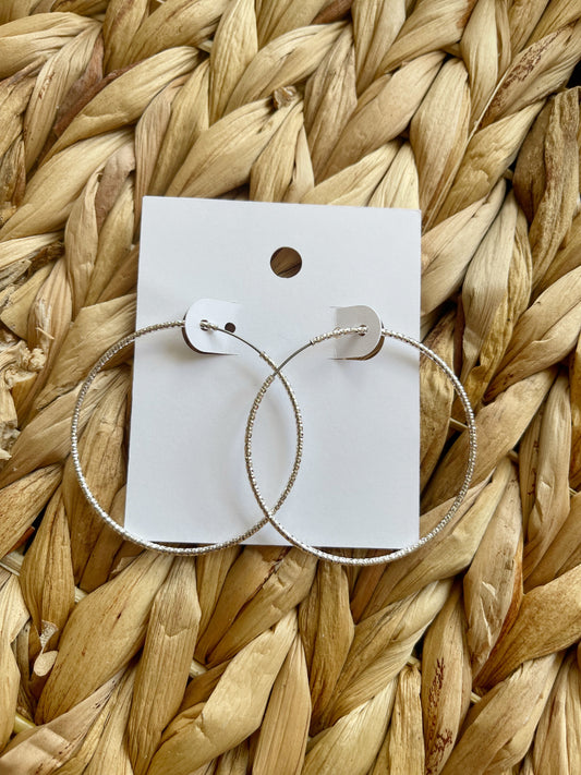Thin Silver Hoops
