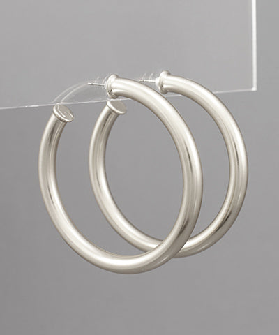 Silver Thick Hoops
