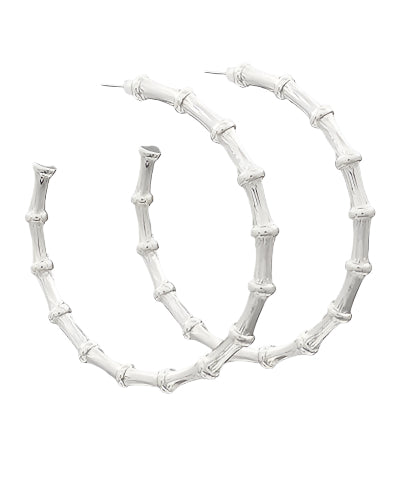 Silver Bamboo Hoops