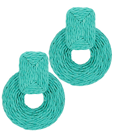 Wrapped Raffia Door Knocker Earrings for Summer Cookouts and Outdoor Gatherings