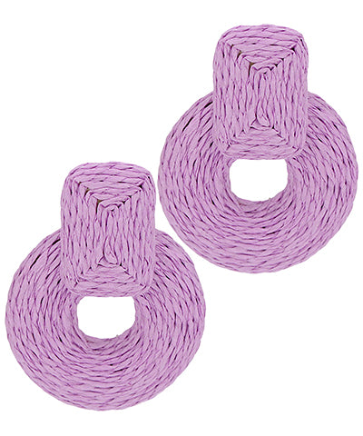 Wrapped Raffia Door Knocker Earrings for Summer Cookouts and Outdoor Gatherings