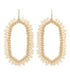 Raffia & Bead Trim Hexagon Earrings