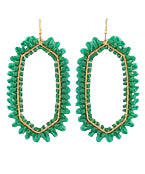 Raffia & Bead Trim Hexagon Earrings