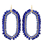 Raffia & Bead Trim Hexagon Earrings