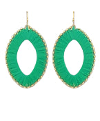Wrapped Raffia Oval & Beads Earrings