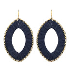 Wrapped Raffia Oval & Beads Earrings