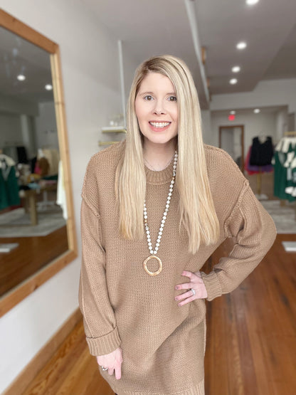 Sweater Weather Dress Chunky Knit Mini Dress Oversized Round Neck Cozy Chic