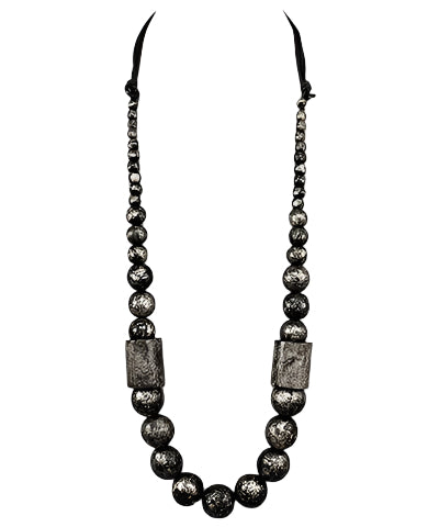 Metallic Wood Ball Necklace