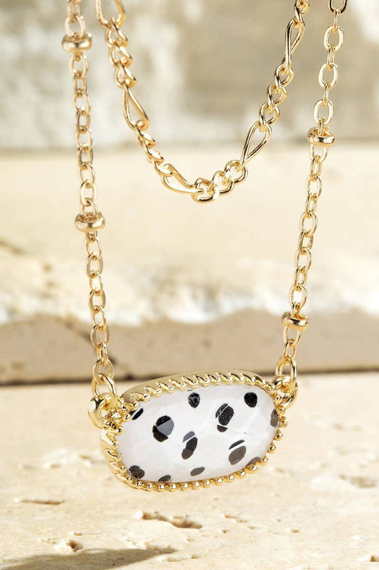 Layered Animal Print Pendant Necklace: Dalmatian(Dal) / OS