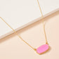 Pink Druzy Stone Charm Short Necklace