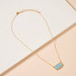 Aqua Druzy Stone Charm Short Necklace