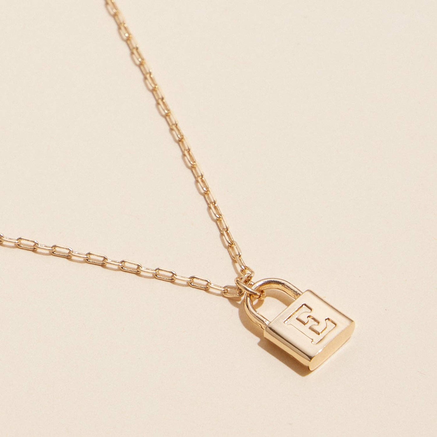 Assorted Golden Initial Lock Pendant Necklace